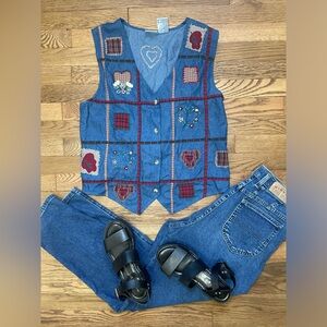 90’s vintage Bobbie Brooks Denim patchwork vest